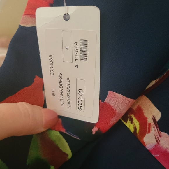 NWT - Shoshanna Midnight Navy And Red Floral Strapless High-Low Dress - Picture 8 of 9